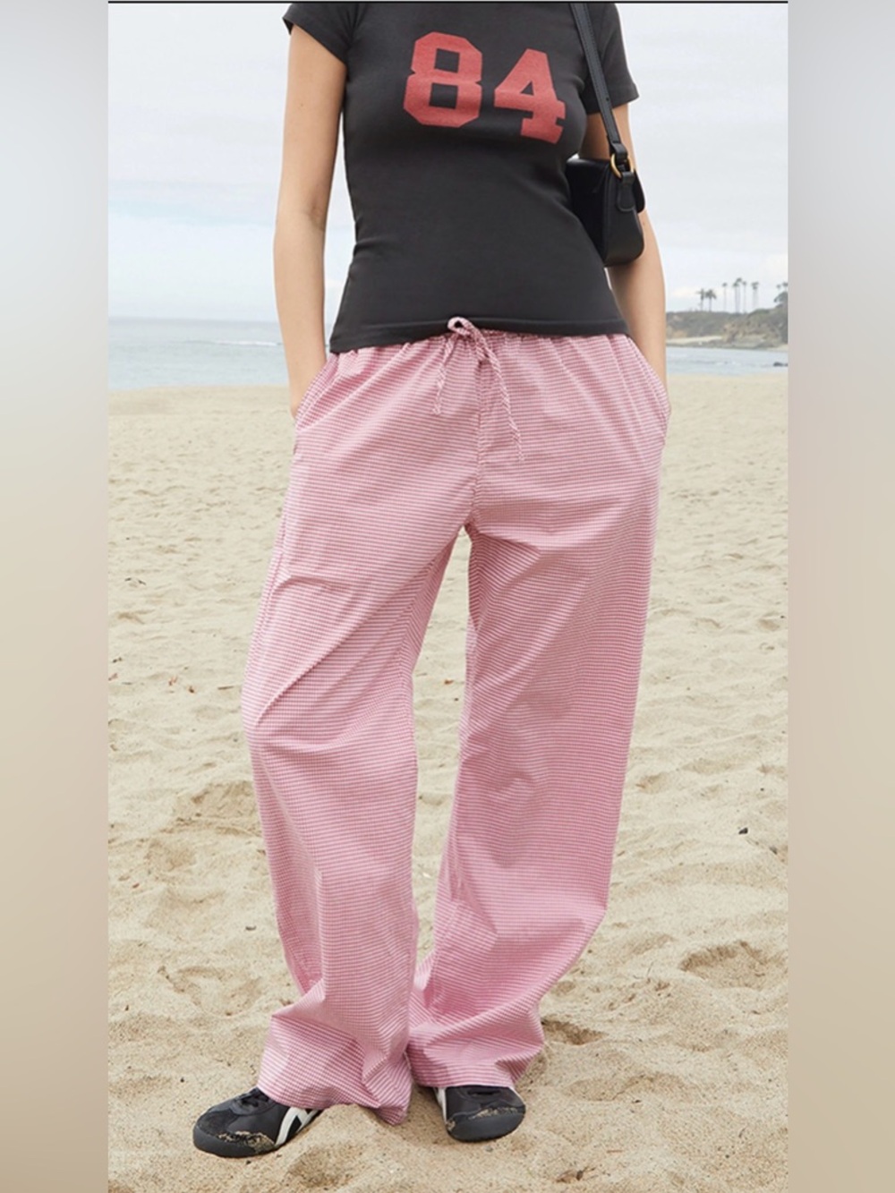 Brandy Melville Red and White Gingham Drawstring Pants